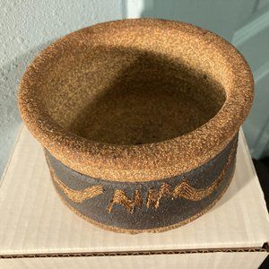 VTG Native American Etched Sandstone Planter-Artist Signed-5" Dia. & 2.75" High